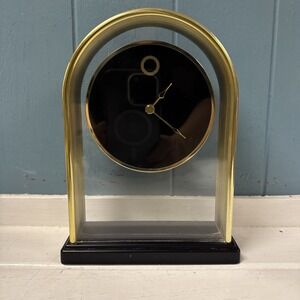 Vintage‎ Howard Miller Nathan George Horwitt Brass Museum Desk Clock Movado RARE